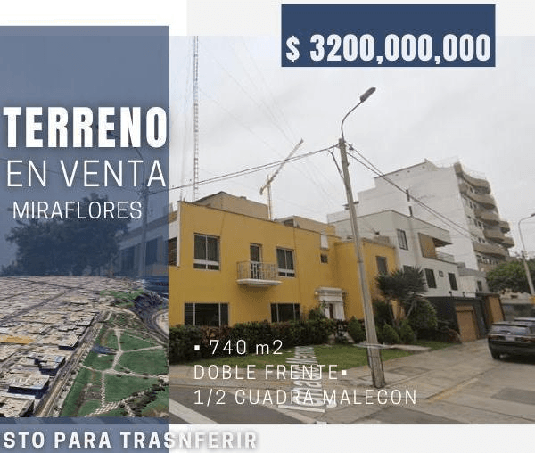 SE VENDE TERRENO  PISOS EN EQUINA MEDIA CUADRA MALECON CISNEROS A ESPALDAS DEL PARQUE MARIA REICHE